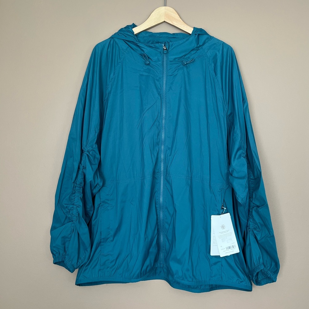 {Athleta} Superset Windbreaker Jacket Water Repellent in Teal - Womens 1X - NWT